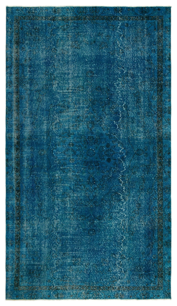 Beyaz Lacivert Bohem Eskitme Yün Halı 144x250
