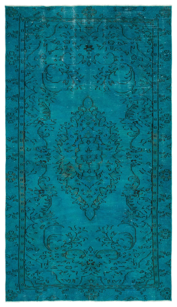 Mavi Siyah Bohem Eskitme Yün Halı 166x290