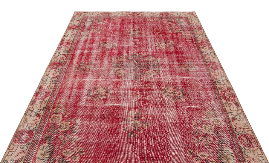 Kırmızı Anadolu Bohem Eskitme Yün Halı 165x266 - Özel Seri