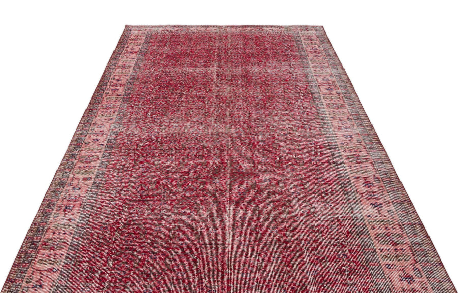 Kırmızı Anadolu Eskitme Geometrik Yün Halı 170x303 - Özel Seri