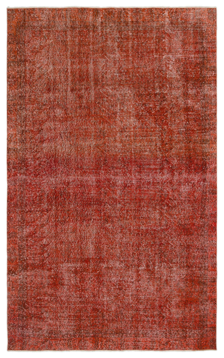 Red and Grey Abstract Hand-Knotted Wool Rug 186x301 cm (6'1" x 9'11") – in the living room