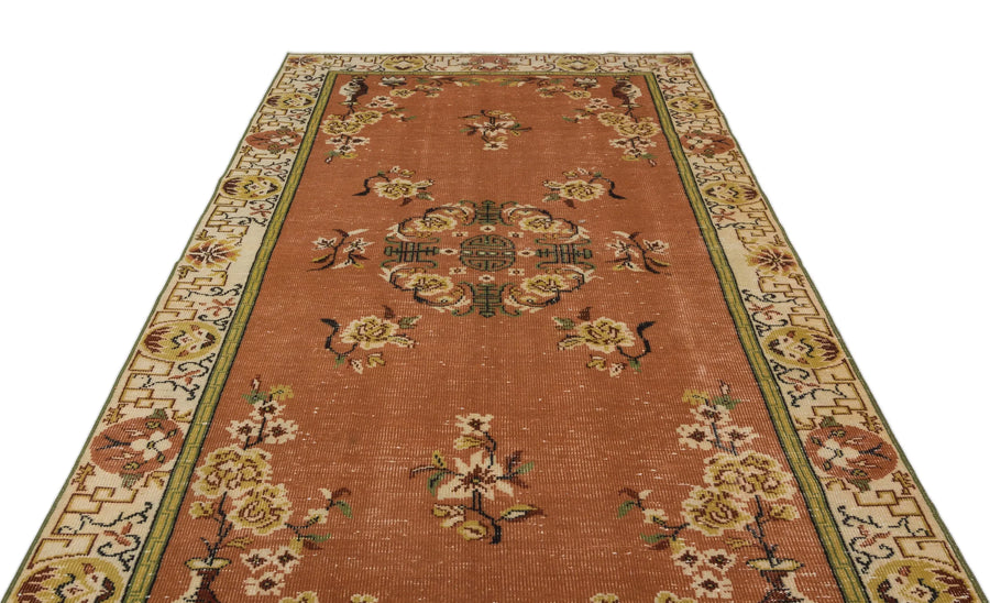 Hardal Kiremit Isparta Klasik Madalyonlu Yün Halı 176x308 - Özel Seri