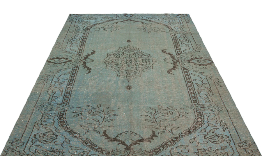Yeşil Eskitme Madalyonlu Yün Halı 173x263