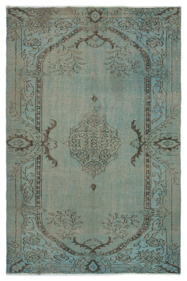 Yeşil Eskitme Madalyonlu Yün Halı 173x263