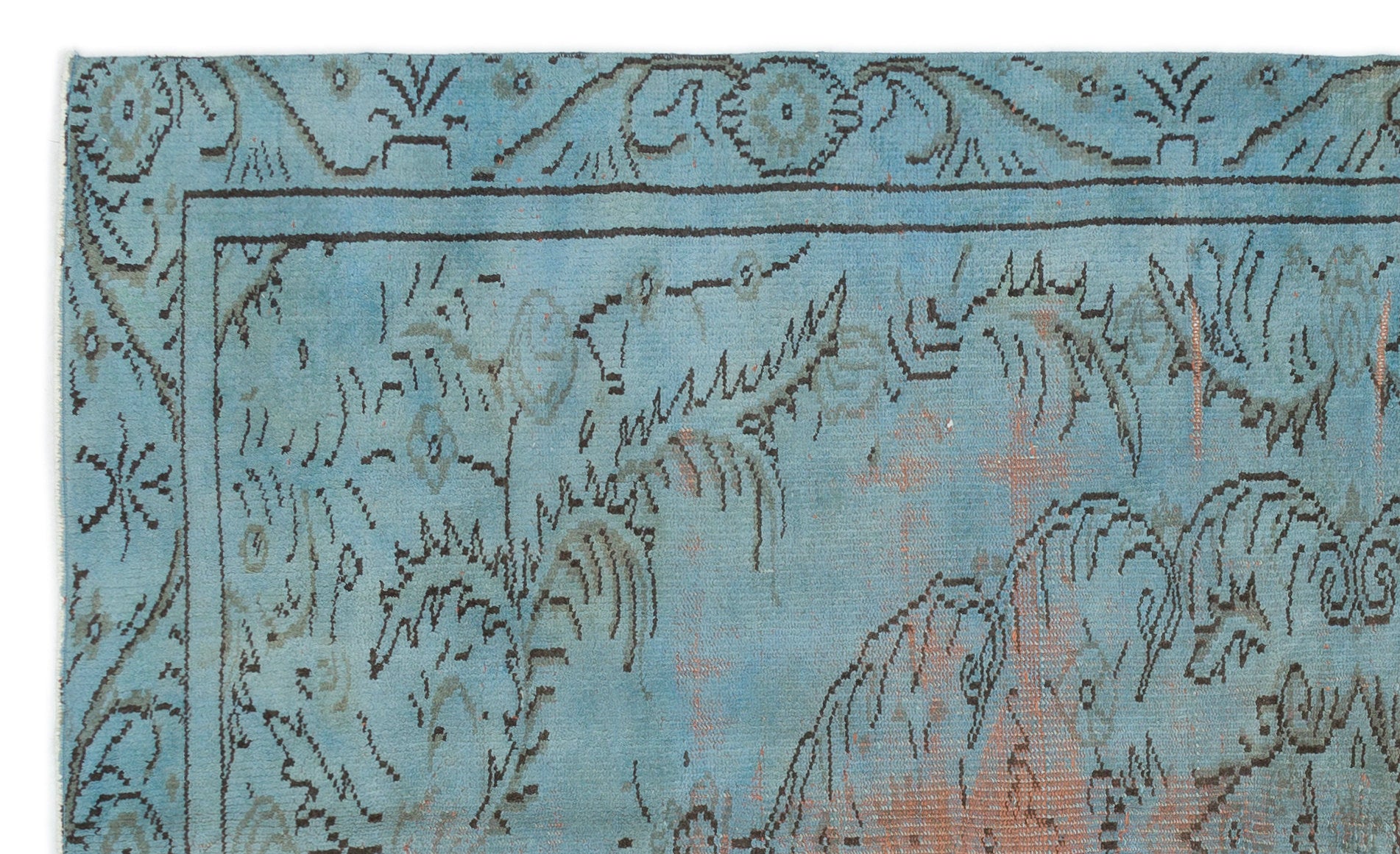 Atina Mavi Eskitme Yün El Dokuma Halısı 163 x 295 Apex Unique