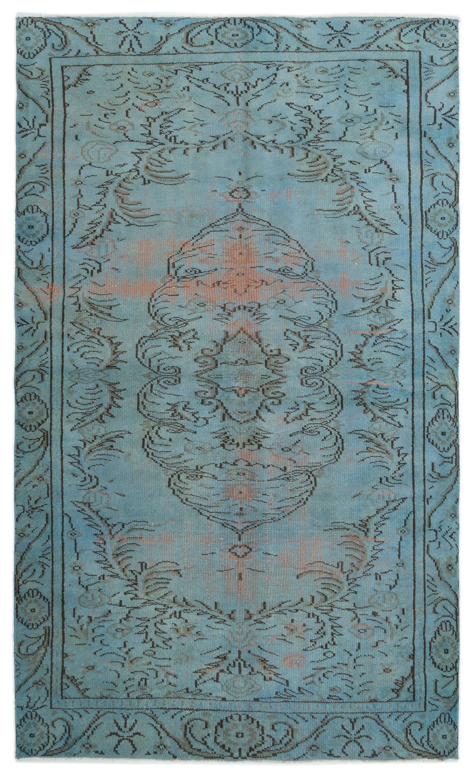 Atina Mavi Eskitme Yün El Dokuma Halısı 163 x 295 Apex Unique