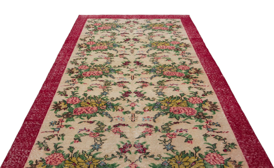 Krem Isparta Bohem Çiçekli Yün Halı 184x294 - Özel Seri