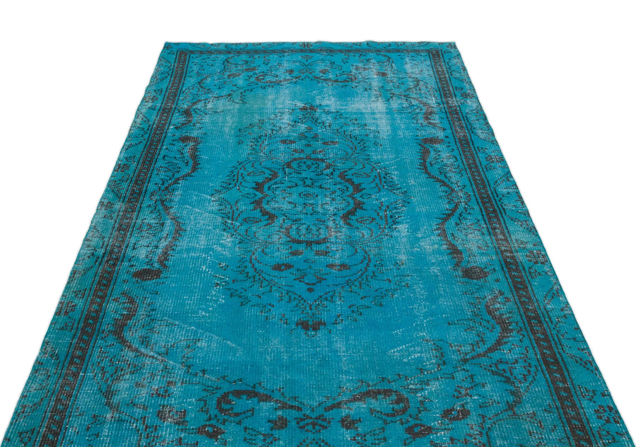 Antrasit Beyaz Eskitme Madalyonlu Yün Halı 147x250