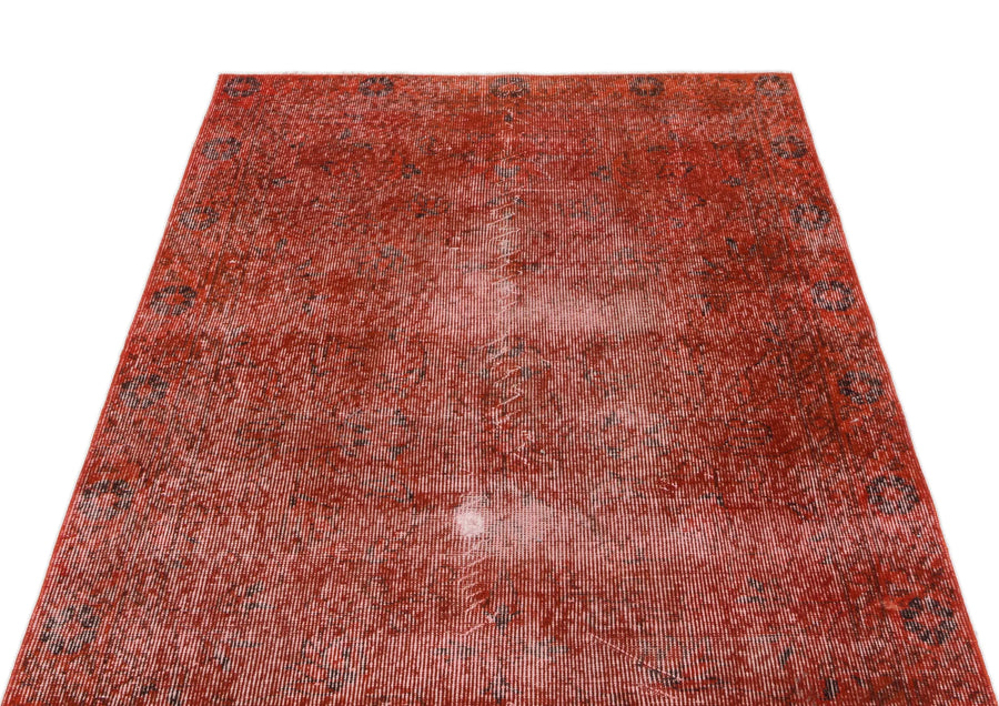 Kırmızı Anadolu Eskitme Geometrik Yün Halı 105x197 - Özel Seri