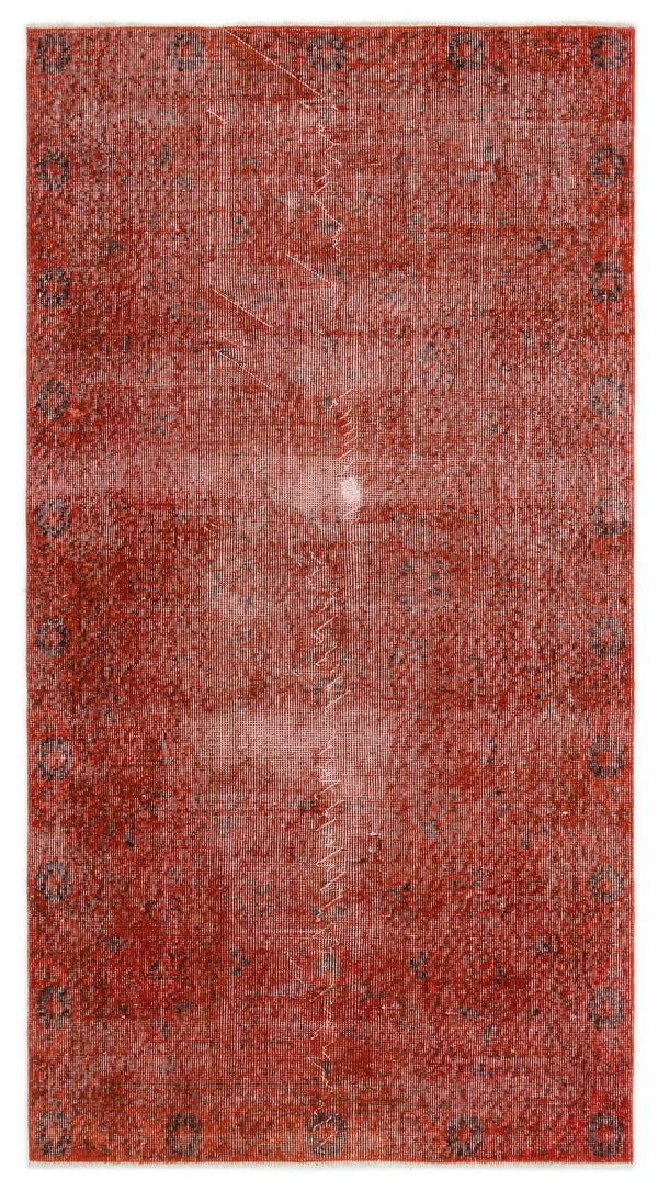 Kırmızı Anadolu Eskitme Geometrik Yün Halı 105x197 - Özel Seri