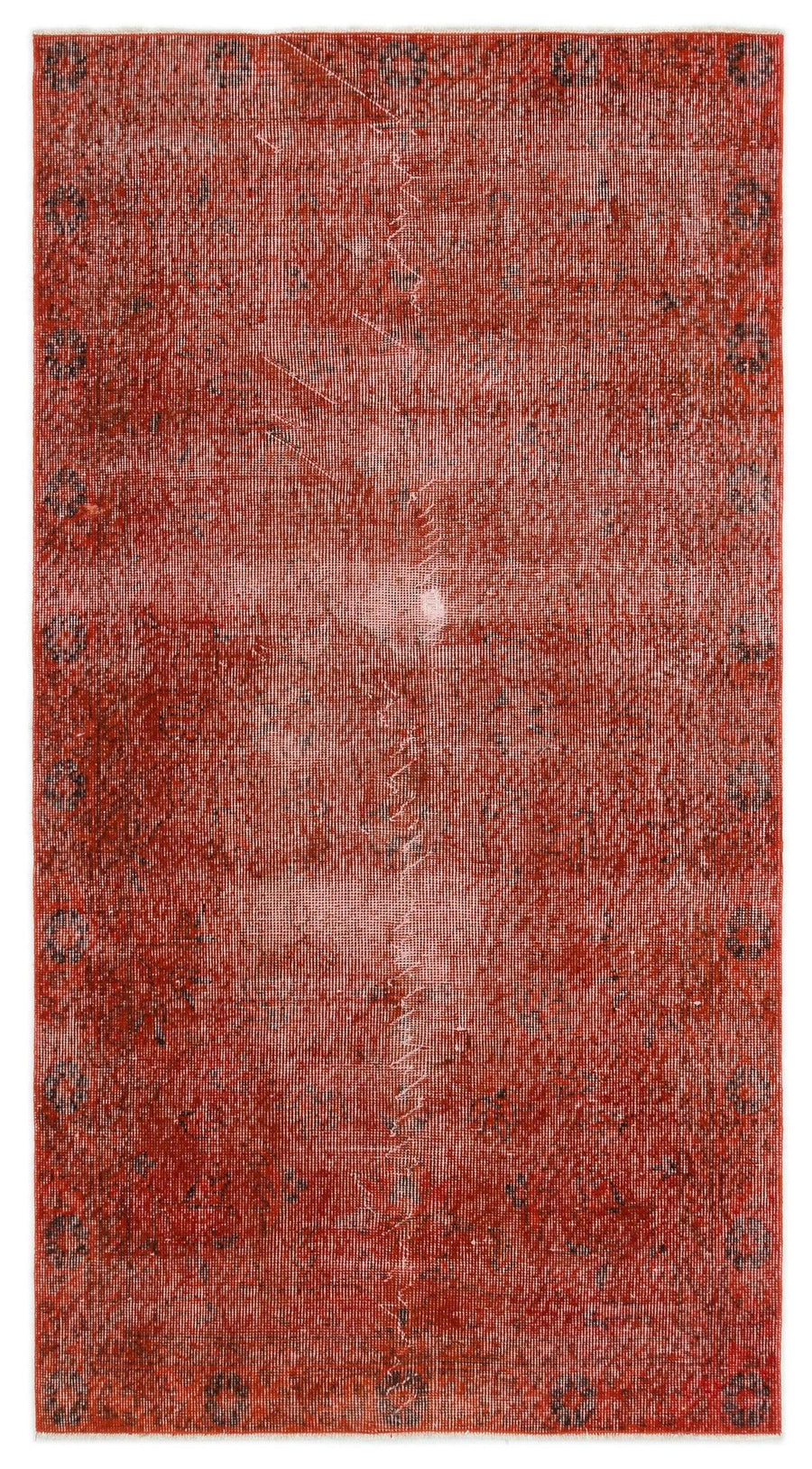 Kırmızı Soyut Desenli Yün El Dokuma Halı 105x197 cm – Oturma odası kullanımı