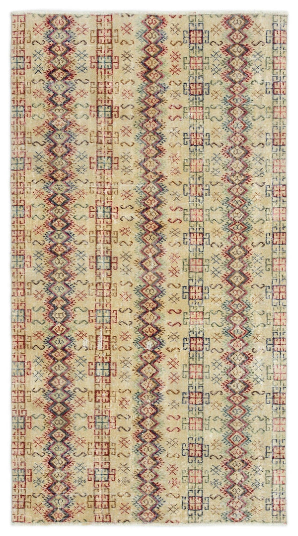 Krem Anadolu Bohem Geometrik Yün Halı 105x195 - Özel Seri