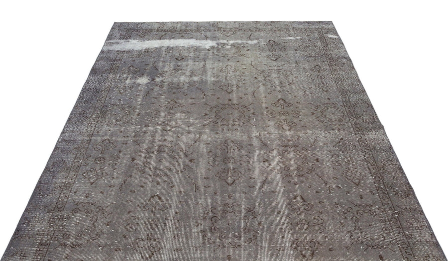 Gri Anadolu Geometrik Çiçekli Yün Halı 172x286 - Özel Seri