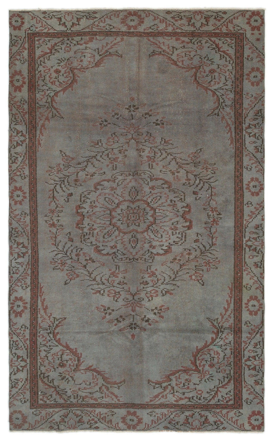 Grey & Red Medallion Vintage Turkish Rug 161x257 cm (5'3" x 8'5") – in the hallway