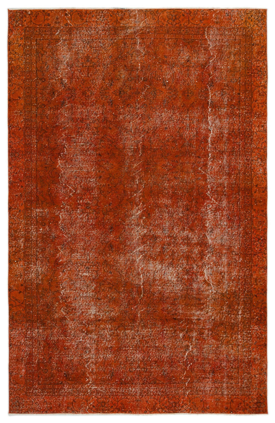 Red Abstract Hand-Knotted Wool Rug with Grey Tones 182x290 cm (6' x 9'6") – in the living room