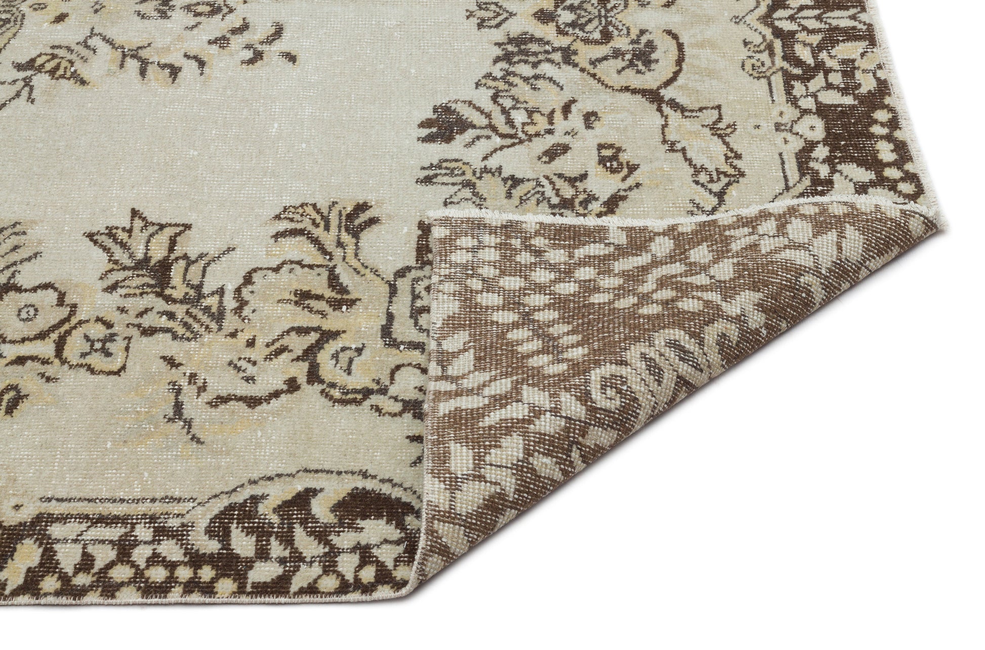 Atina 19955 Bej Eskitme Yün El Dokuma Halısı 168 x 285 Apex Unique