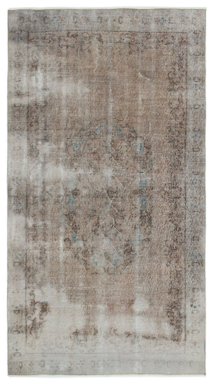 Brown & Grey Abstract Vintage Turkish Rug 141x260 cm (4'8" x 8'6") – in the hallway