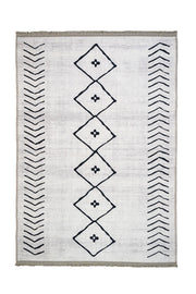 Oss Gri Geometrik Pamuk ve Şönil Dijital Baskı Halı Pia Monte