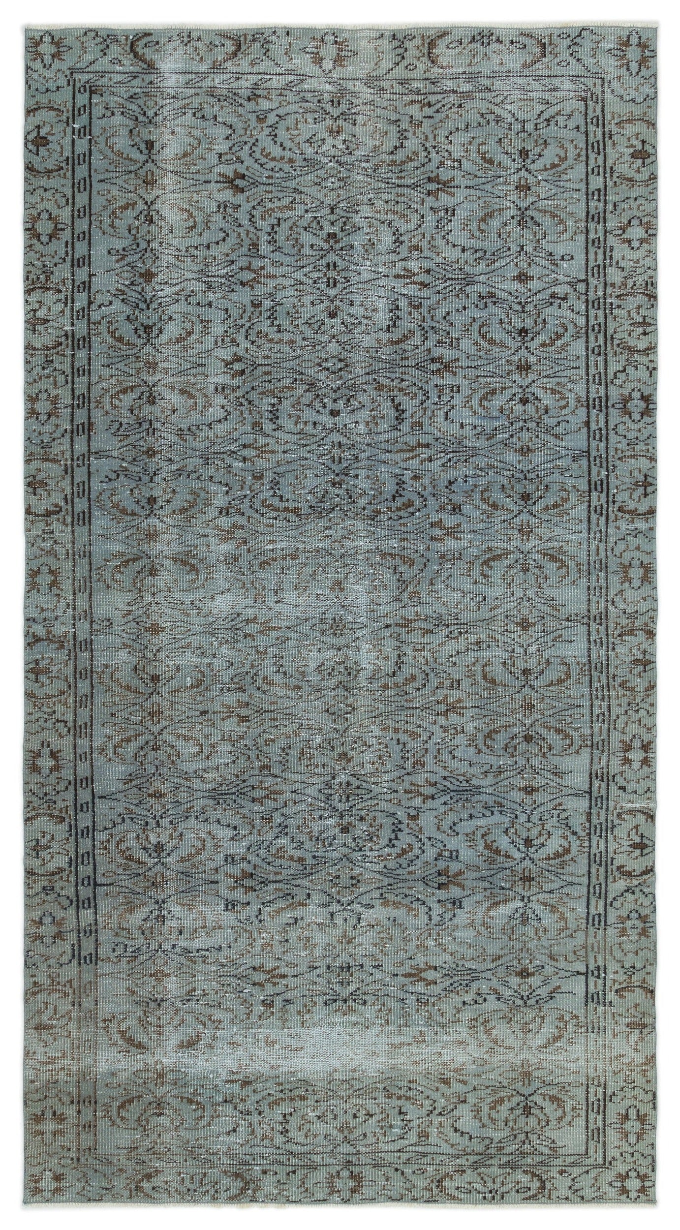 Atina Gri Eskitme Yün El Dokuma Halısı 142 x 258 Apex Unique