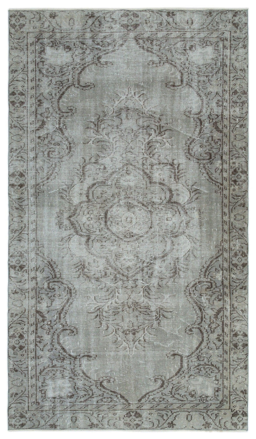 Grey & Anthracite Medallion Turkish Rug 159x273 cm (5'3" x 8'11") – in the hallway