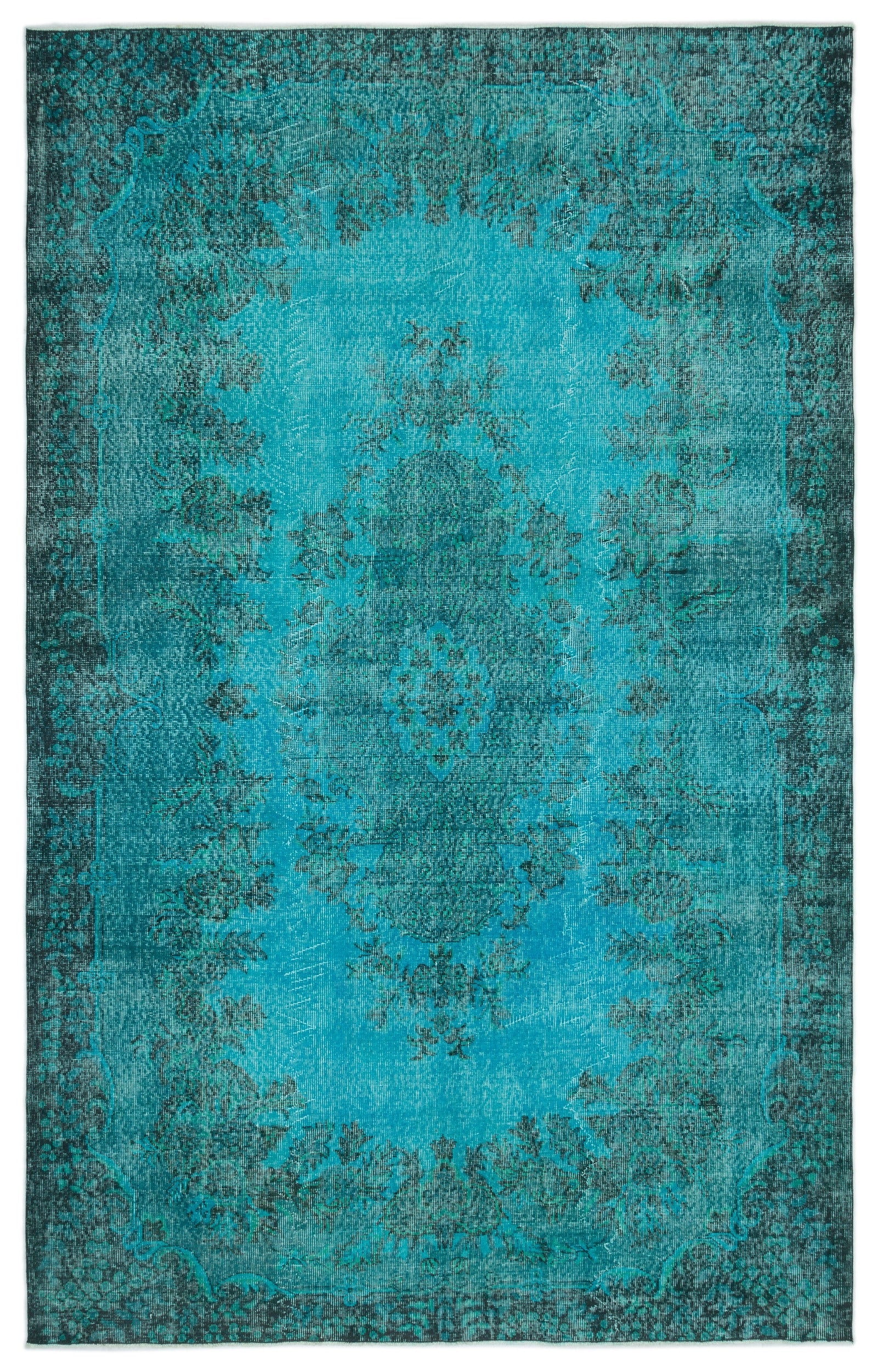 Atina Turkuaz Eskitme Yün El Dokuma Halısı 203 x 328 Apex Unique