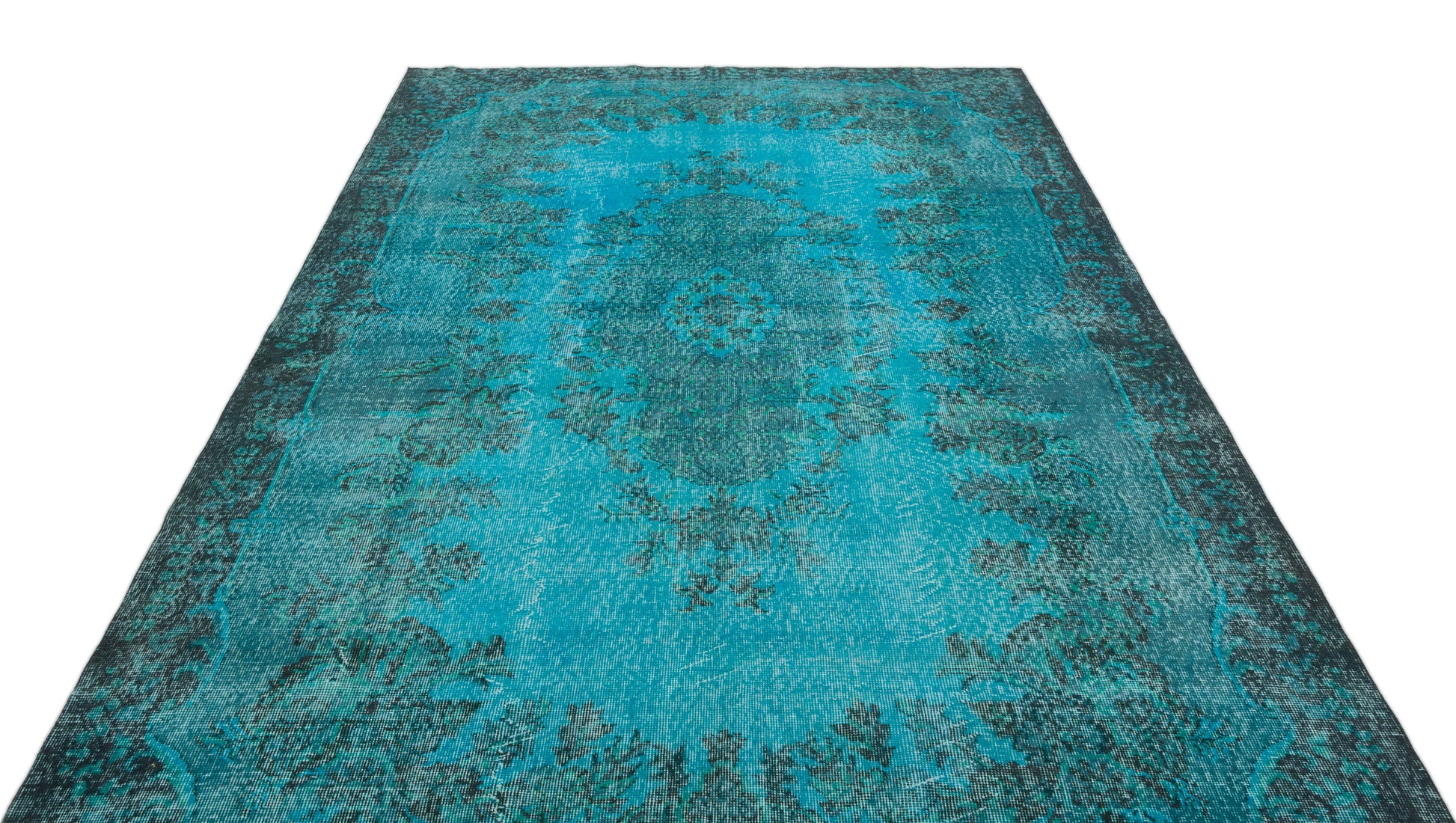 Atina Turkuaz Eskitme Yün El Dokuma Halısı 203 x 328 Apex Unique