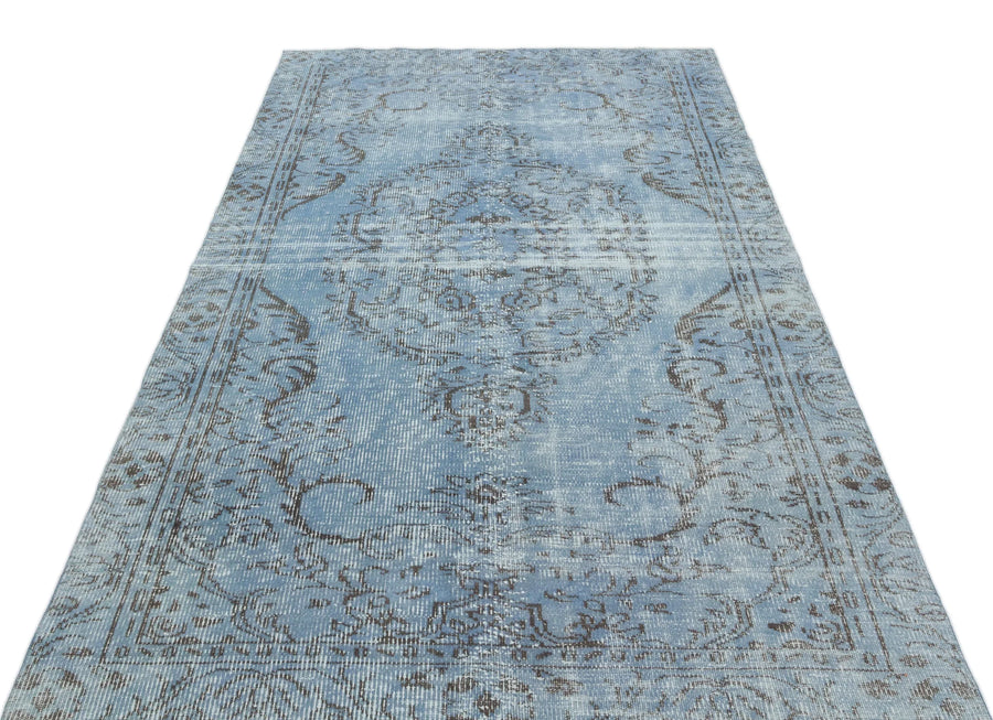 Mavi Anadolu Eskitme Çiçekli Yün Halı 148x256 - Özel Seri