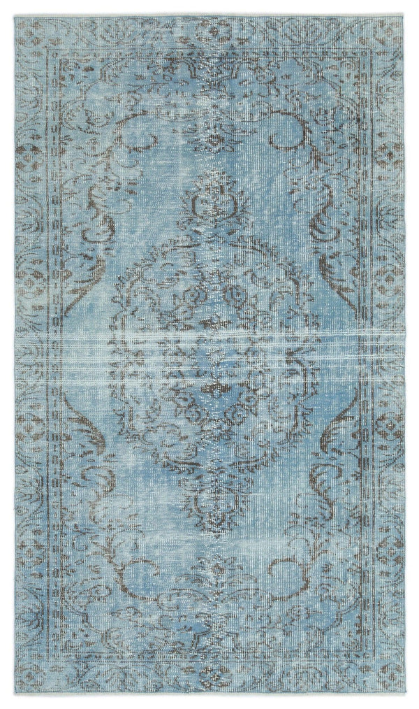 Mavi Anadolu Eskitme Çiçekli Yün Halı 148x256 - Özel Seri