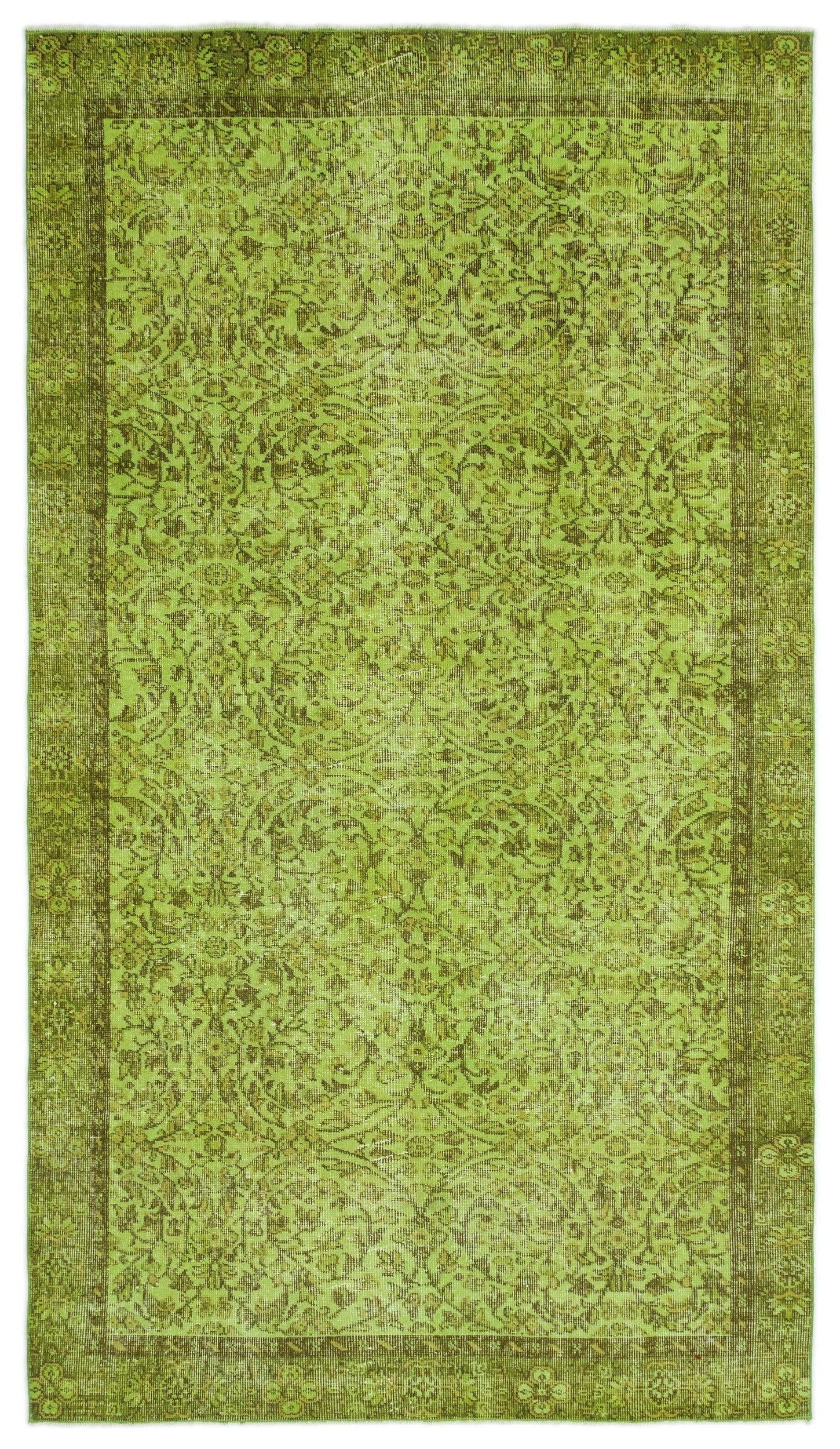 Atina Yeşil Eskitme Yün El Dokuma Halısı 155 x 274 Apex Unique