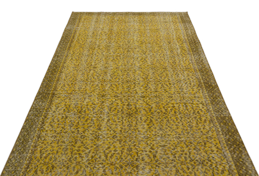 Sarı Eskitme Geometrik Yün Halı 152x266