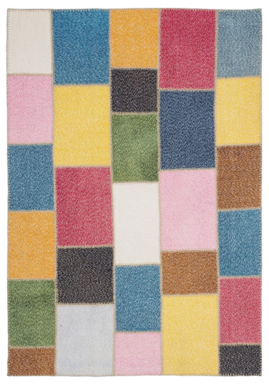 Bej Geometrik Modern Yün Halı 160x230
