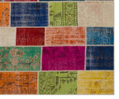 Iskece Bej Patchwork Yün El Dokuma Halısı 306 x 366 Apex Unique