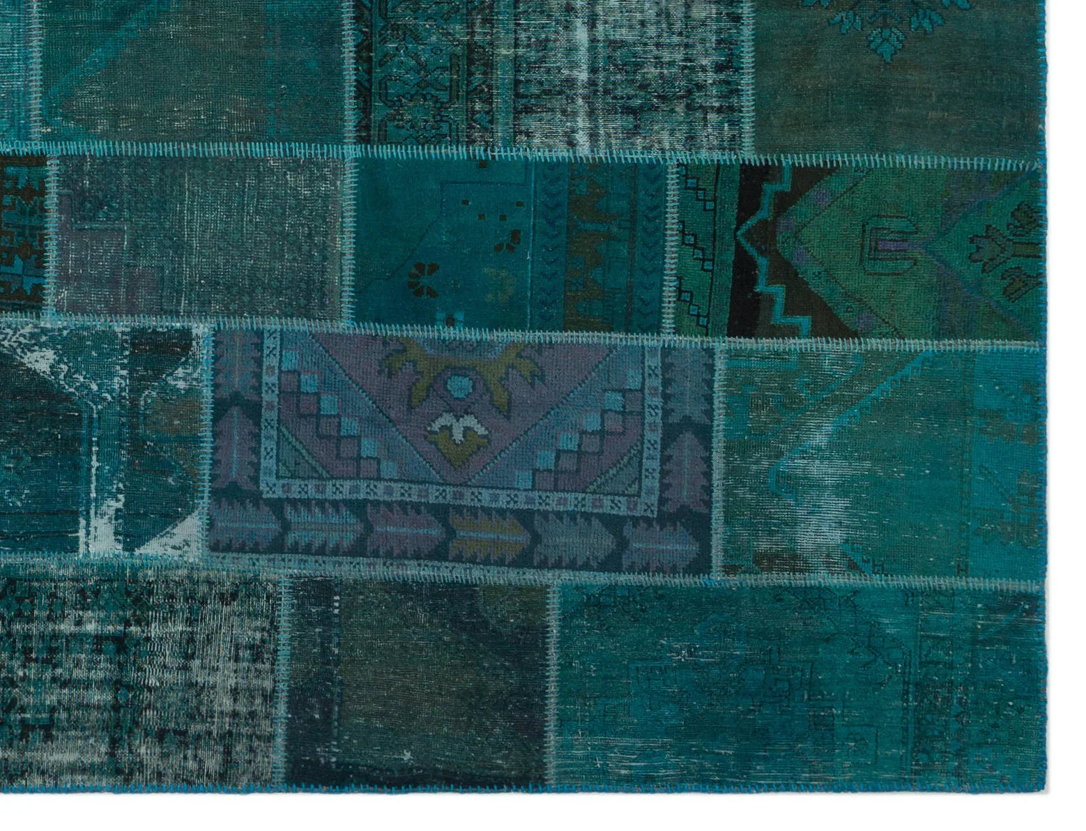 Gri Lacivert Anadolu Eskitme Geometrik Yün Halı 270x358 - Özel Seri