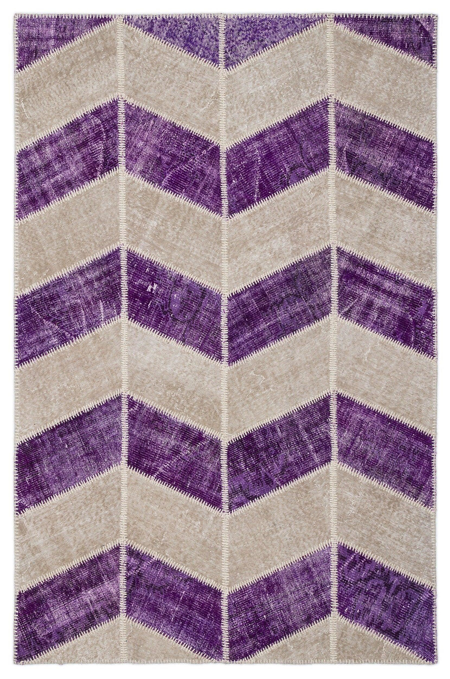 Bej Gri Anadolu Eskitme Geometrik Yün Halı 160x230 - Özel Seri