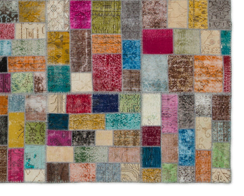 Iskece Bej Patchwork Yün El Dokuma Halısı 242 x 298 Apex Unique
