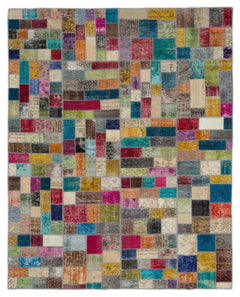 Iskece Bej Patchwork Yün El Dokuma Halısı 242 x 298 Apex Unique