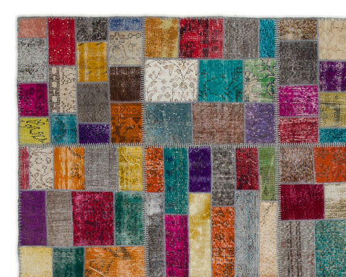 Iskece Bej Patchwork Yün El Dokuma Halısı 239 x 302 Apex Unique