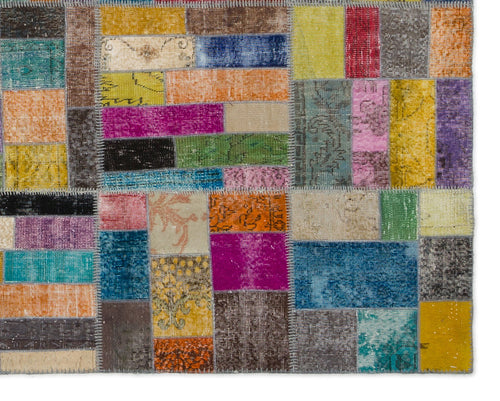 Iskece Bej Patchwork Yün El Dokuma Halısı 239 x 302 Apex Unique