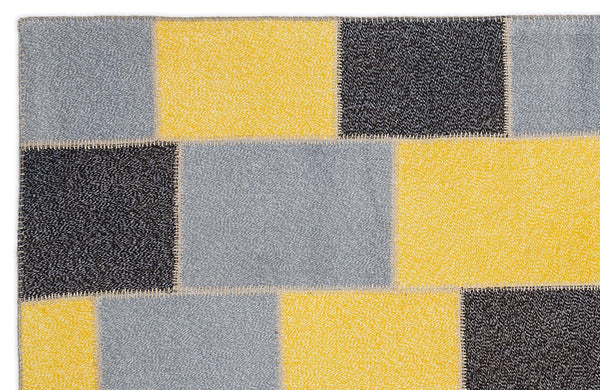 Gri Geometrik Modern Yün Halı 160x230