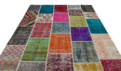 Iskece Bej Patchwork Yün El Dokuma Halısı 202 x 303 Apex Unique