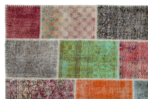 Iskece Bej Patchwork Yün El Dokuma Halısı 202 x 303 Apex Unique