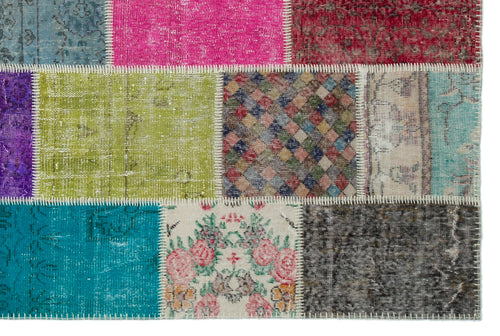 Iskece Bej Patchwork Yün El Dokuma Halısı 202 x 303 Apex Unique