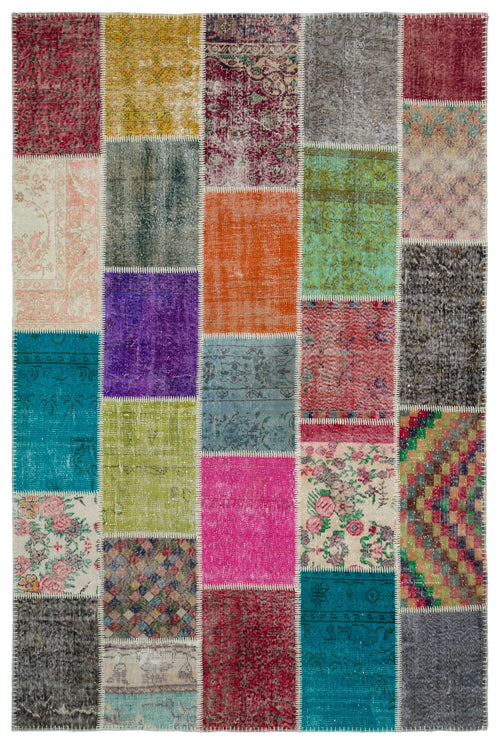 Iskece Bej Patchwork Yün El Dokuma Halısı 202 x 303 Apex Unique