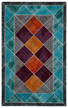 Iskece Bej Patchwork Yün El Dokuma Halısı 193 x 311 Apex Unique