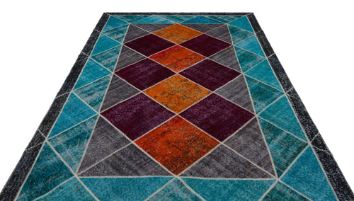 Iskece Bej Patchwork Yün El Dokuma Halısı 193 x 311 Apex Unique