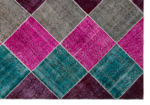 Iskece Bej Patchwork Yün El Dokuma Halısı 202 x 290 Apex Unique