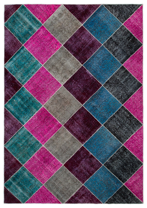 Iskece Bej Patchwork Yün El Dokuma Halısı 202 x 290 Apex Unique