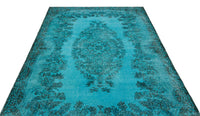 Turquoise & Anthracite Medallion Wool Rug 170x290 cm (5'7" x 9'6")