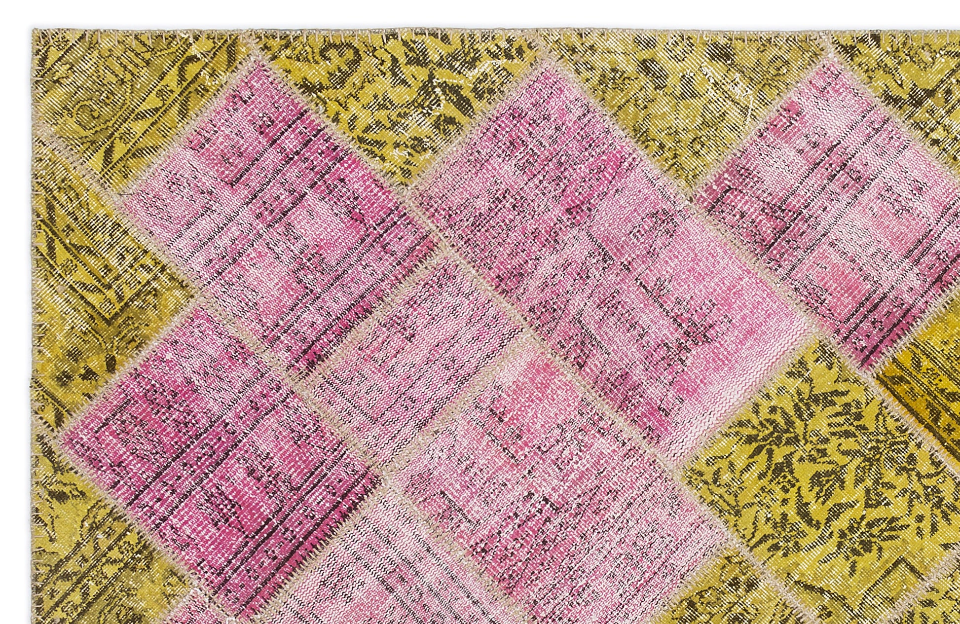 Iskece Sarı Eskitme Yün El Dokuma Halısı 160 x 230 Apex Unique