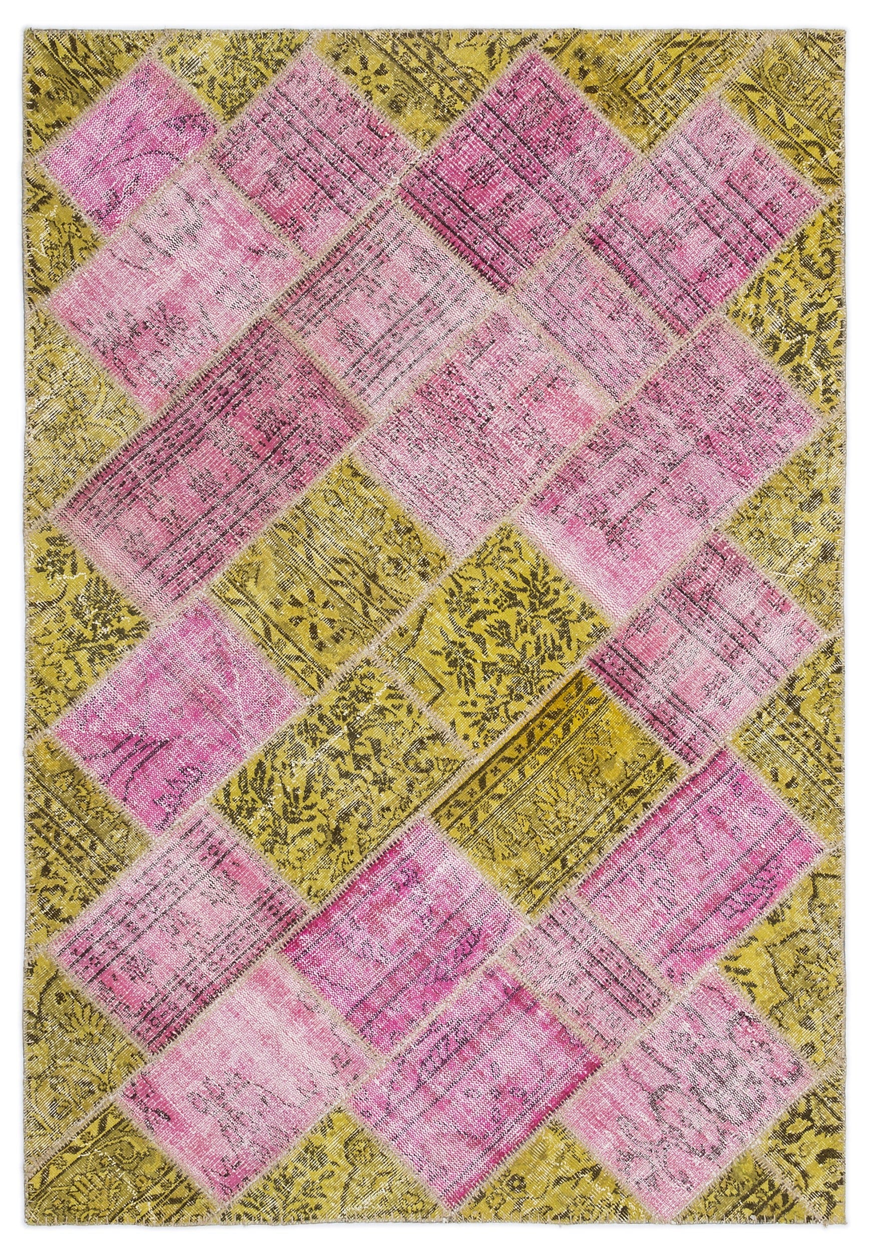 Iskece Sarı Eskitme Yün El Dokuma Halısı 160 x 230 Apex Unique